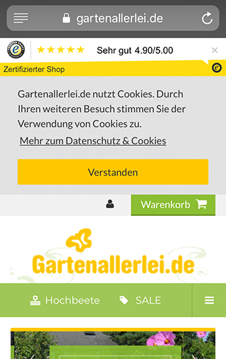 Bannerdarstellung (hier: iPhone SE)