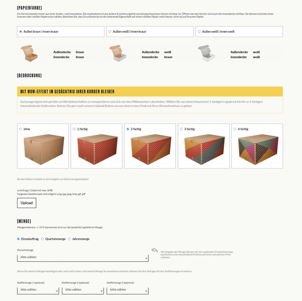 Ausschnit aus Anfrageformular von boxxco.com