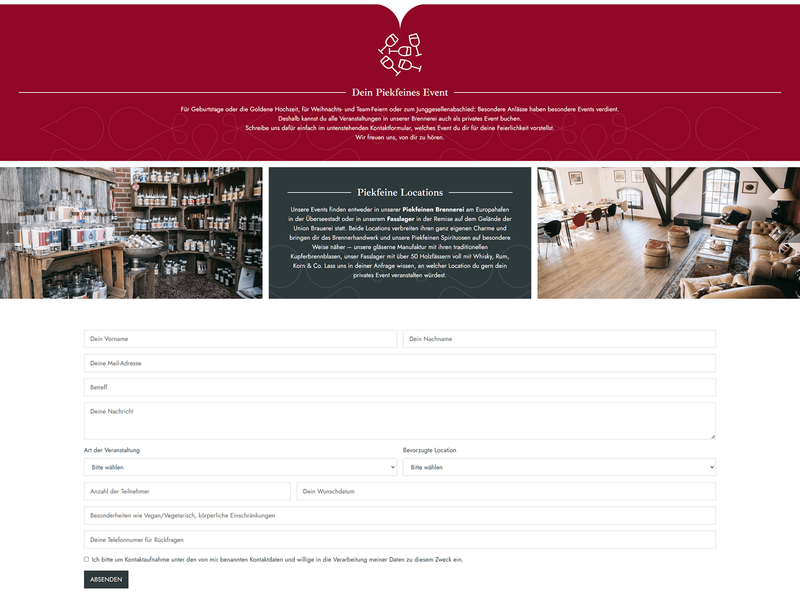 Eventbuchungen bei piekfeinebraende.de