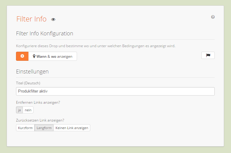 Filter Info im Dropper Backend