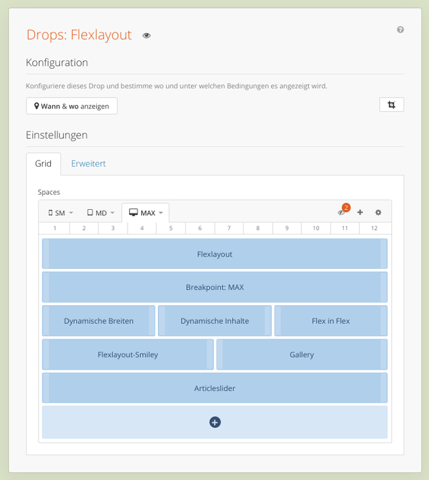 Flex Layout Demo im Backend