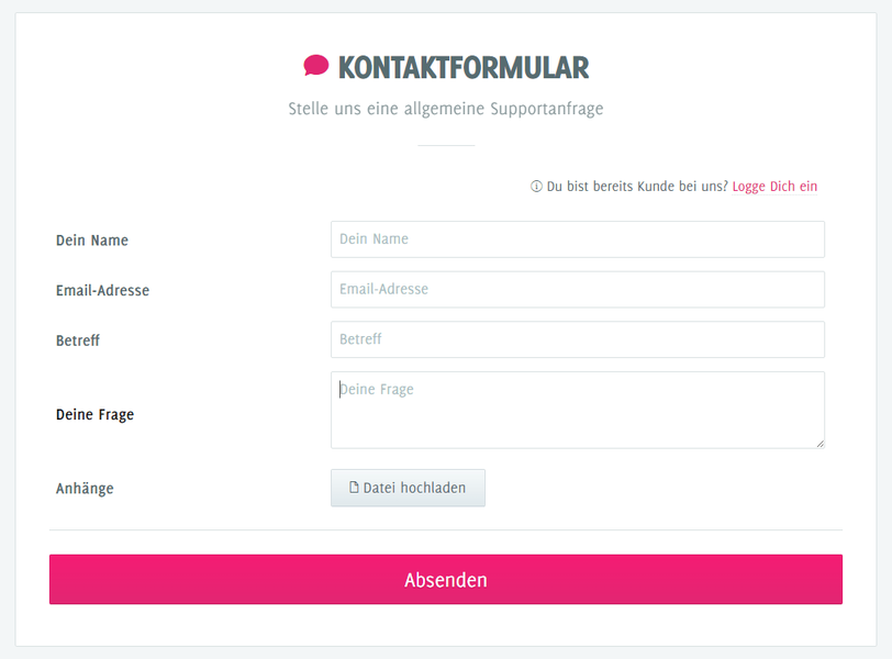 Beispielformular mit Dateiupload in unserem Store