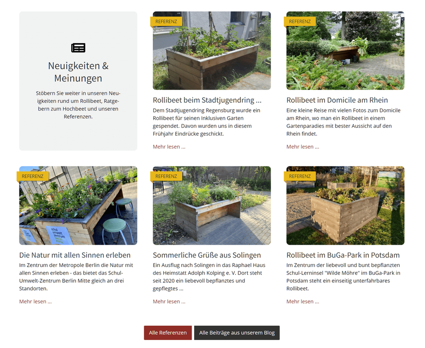 Integrierte News Box auf Startseite von rollibeet.de