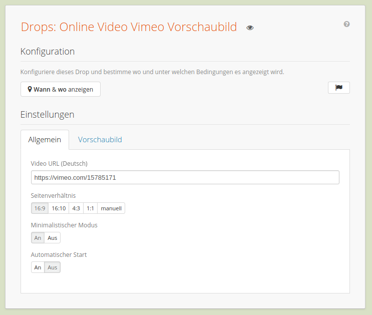 Online Video im Dropper Backend