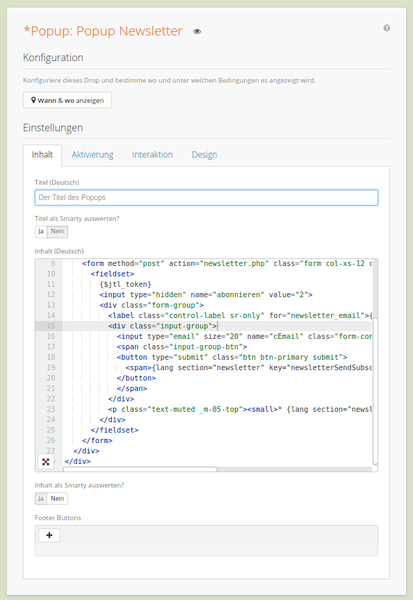 Backend: Reiter Inhalt