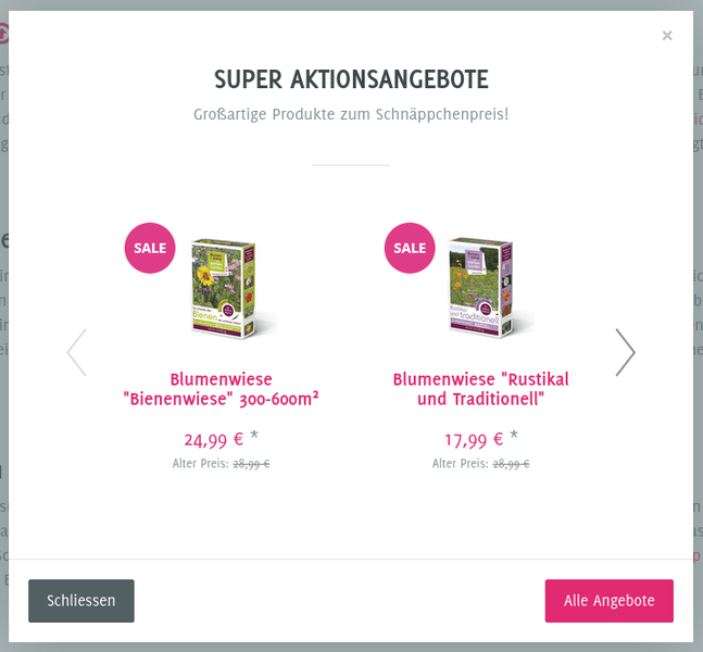 Aktionen im Popup