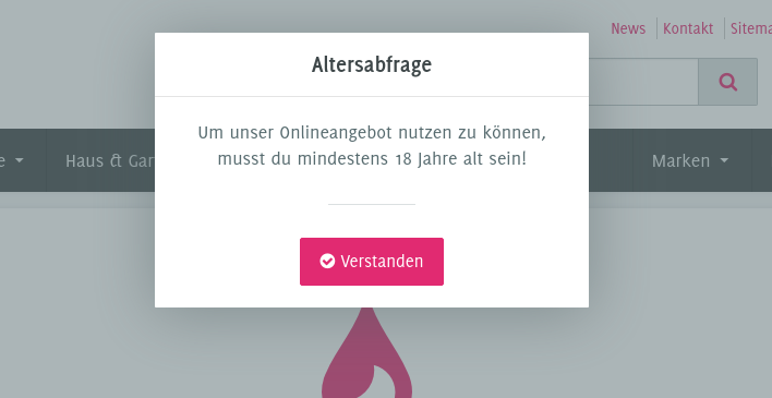 Altersabfrage im Popup