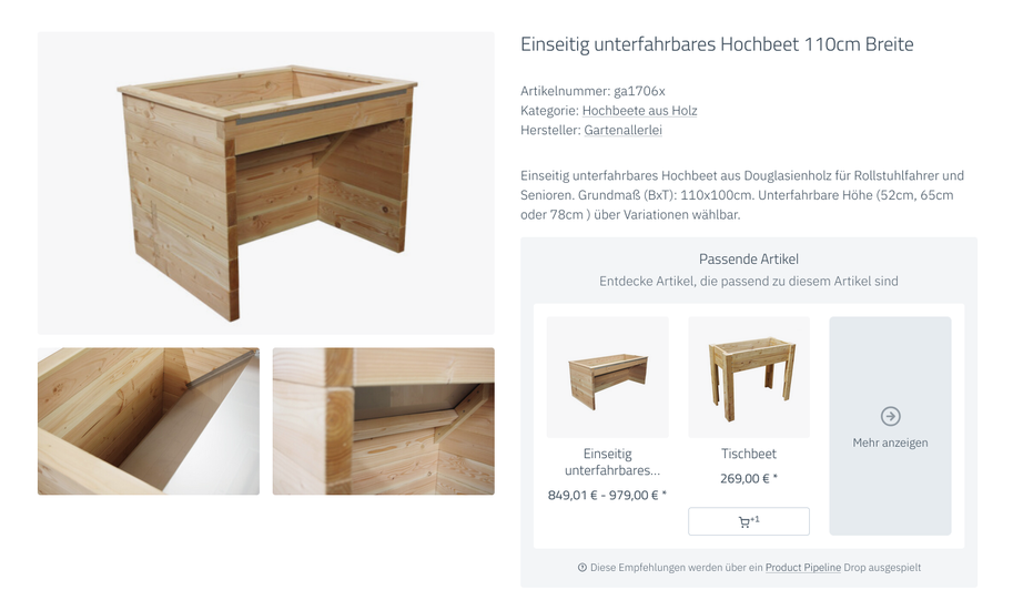 Anwendungsbeispiel auf der Artikeldetailseite