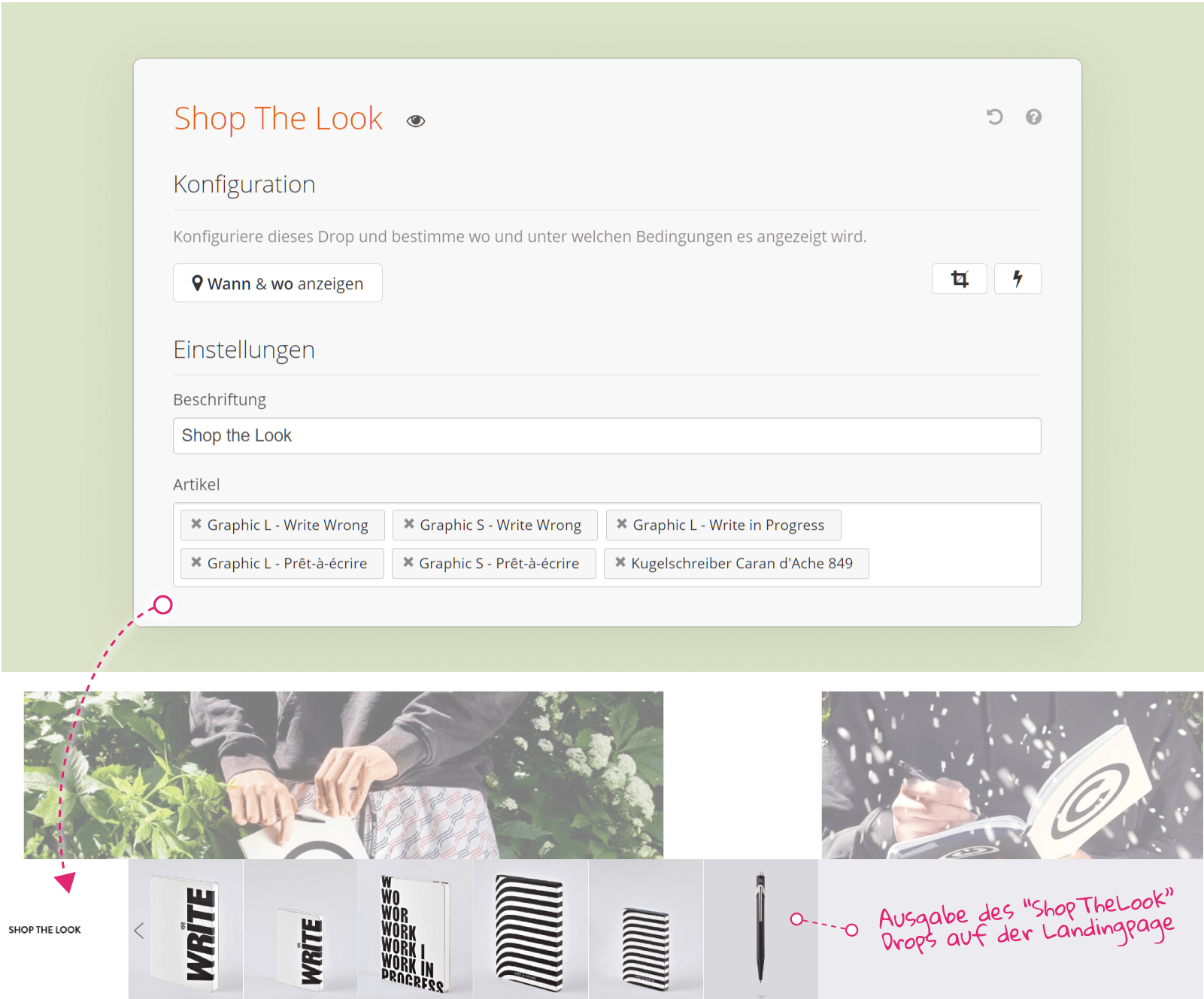 ShopTheLook Custom Drop im Dropper Backend