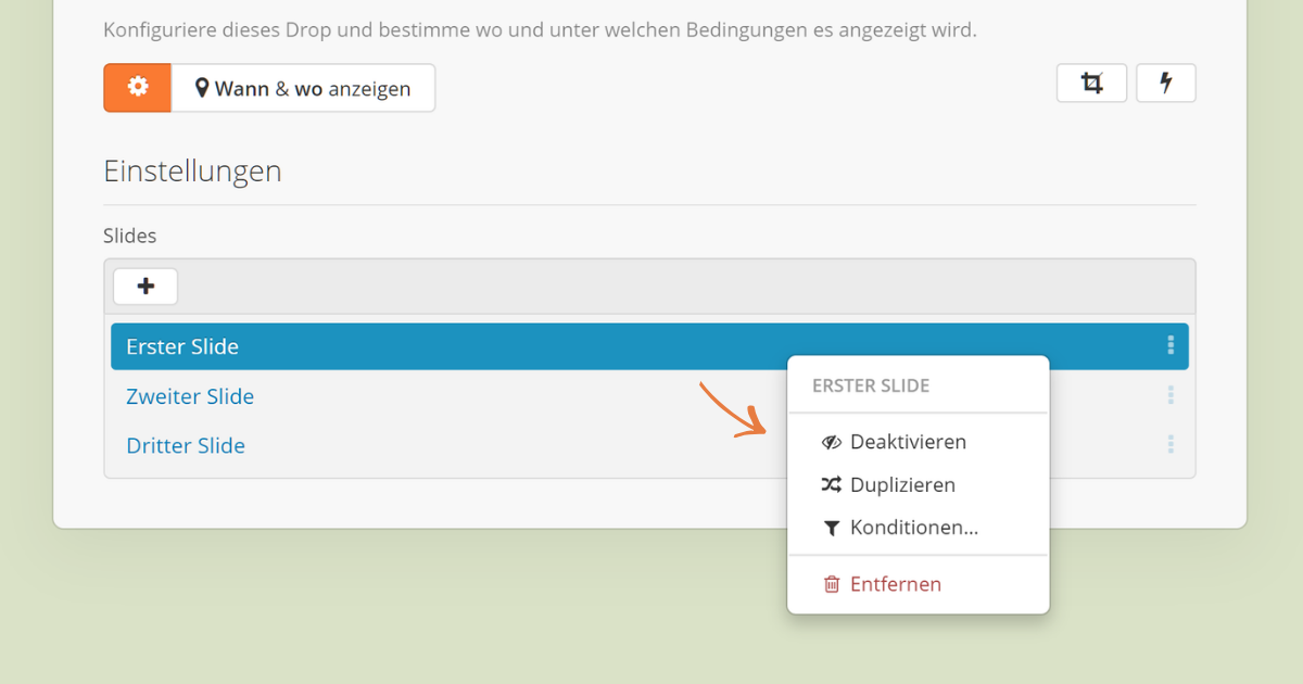 Neues Aktionsmen� bei Listen-Eintr�gen im Dropper Backend
