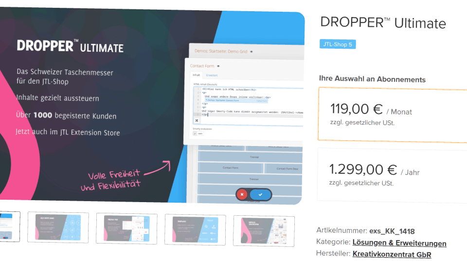 Dropper Ultimate als Abo im Extension Store