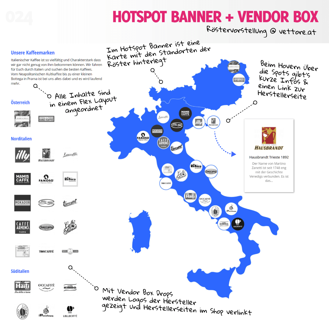 Vendor Box, Hotspot Banner und Flex Layout @ vettore.at