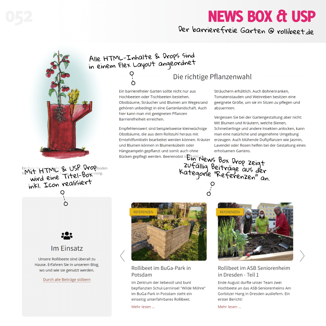 USP & News Box auf rollibeet.de