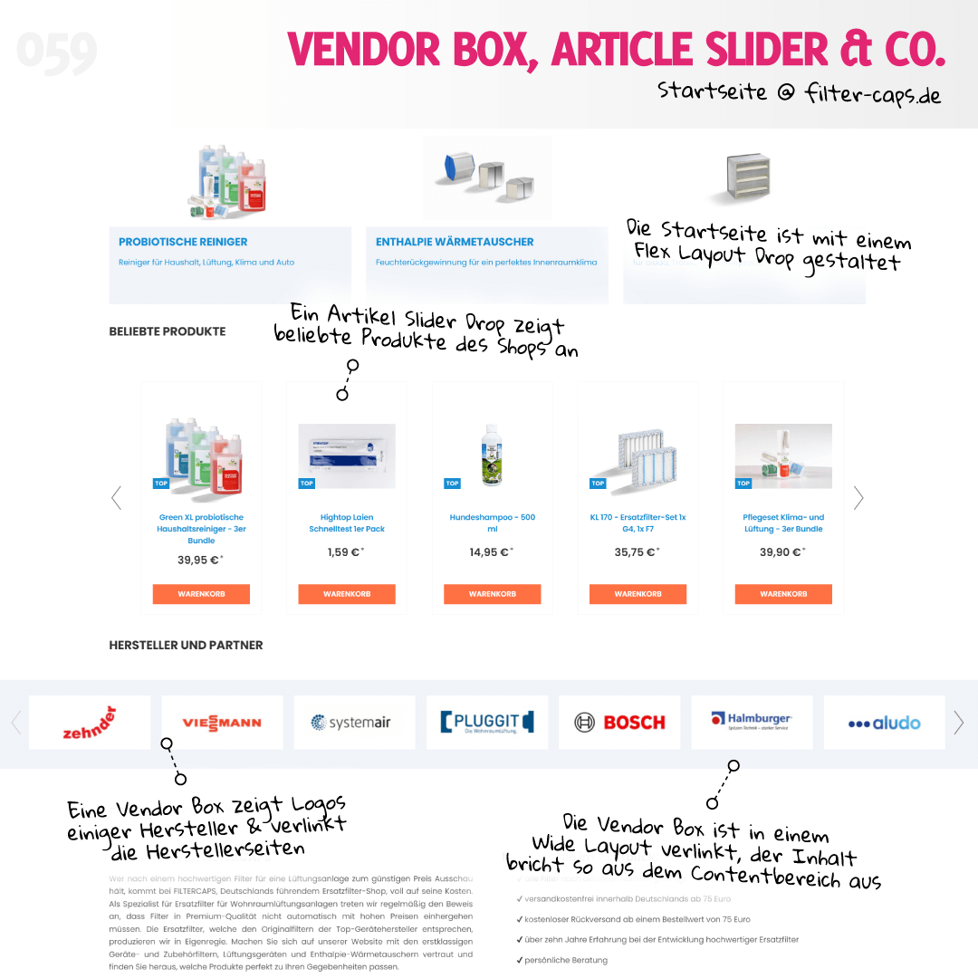 Vendor Box, Article Slider, Wide Layout & mehr auf filter-caps.de