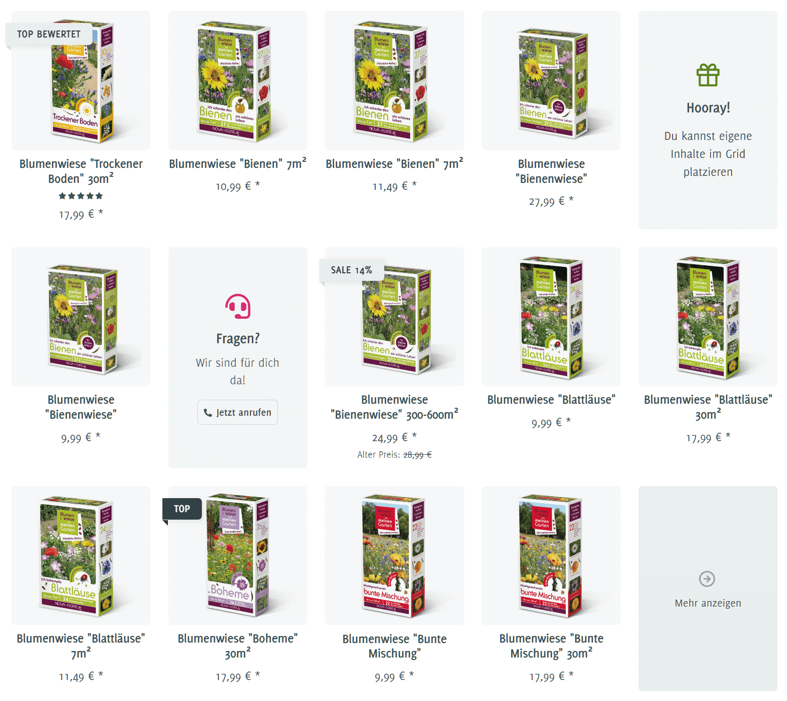 Product Pipeline mit Grid Template im Demoshop