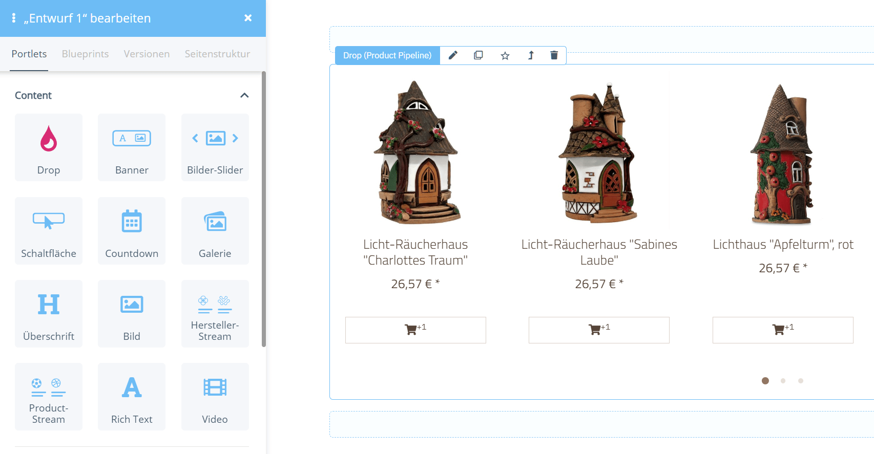 Product Pipeline im OnPage Composer (OPC) des JTL-Shops