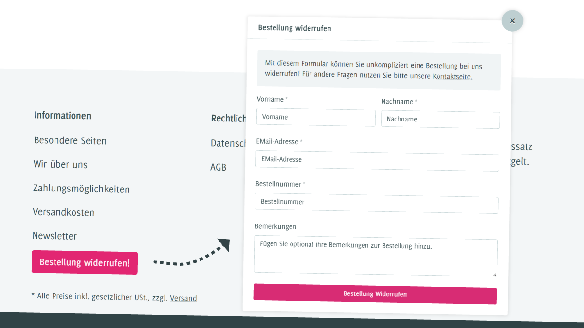 WRB Button mit Plain, Popup + Contact Form Drop im JTL-Shop