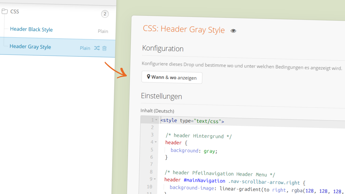 Plain Drop mit CSS Regeln im Dropper Backend